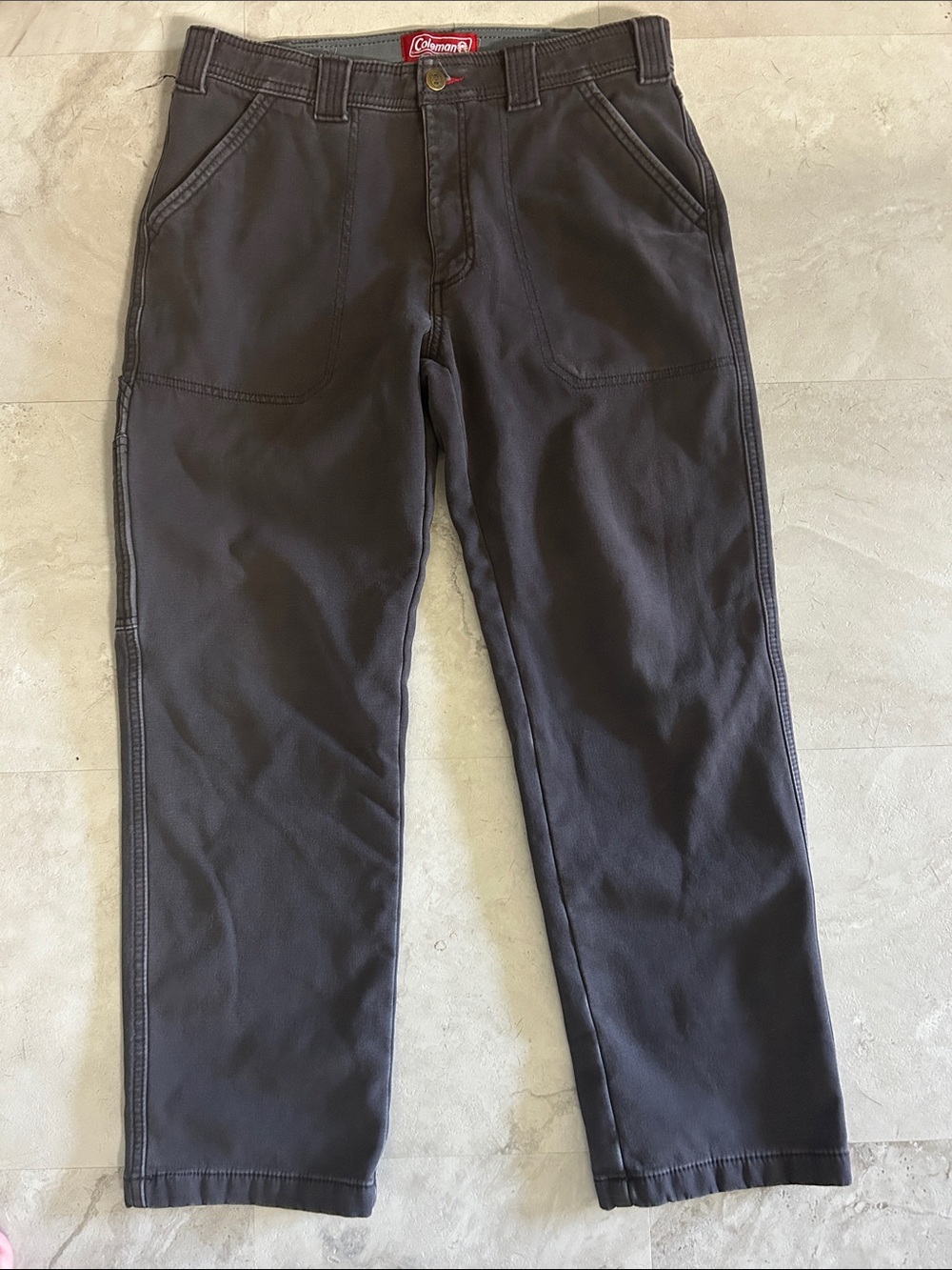 Coleman Charcoal Straight-Leg Fleece Lined Utility Pants size 32x30